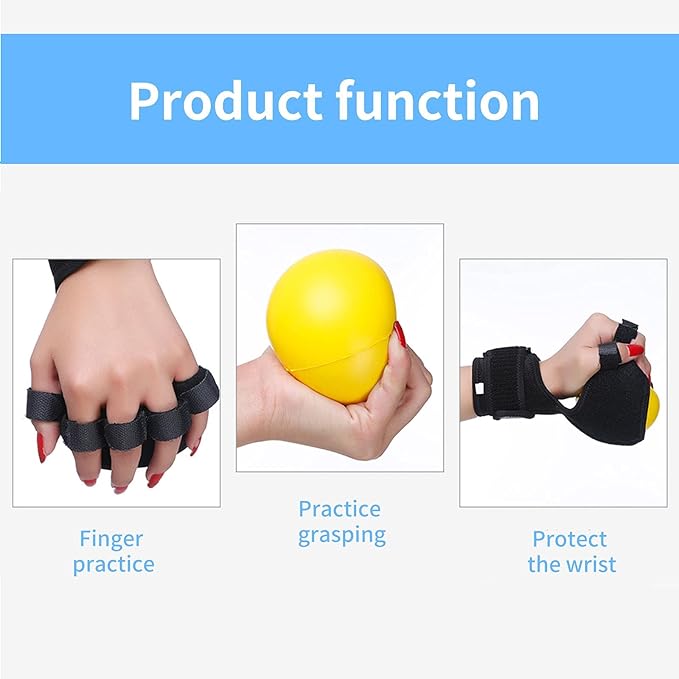 Anti-spasticity Ball Splint Hand Finger for Hand Stroke Hemiplegia Finger Recovery Spasm Dystonia Hemiplegia Finger Training Hand Functional Impairment for Children and Men and Women (Large)