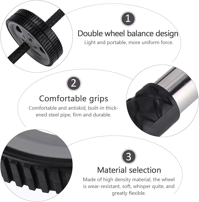 Alipis Ab Roller Wheel Fitness Wheel for Abdominal Exercise, Dual-wheel Portable Core Strength Trainer for Home Workout, Multi-functional Exercise Fitness Accessory