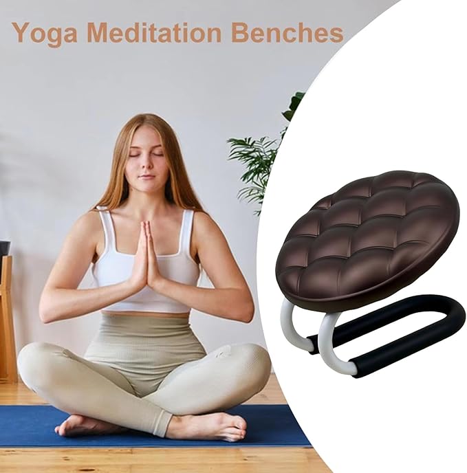 Ergonomic Meditation Bench, Mindfulness Prayer Seat, 18x12in Portable Kneeler Stool, Solid Wood Cushioned Model, Meditation Furniture with Foldable Design, Mindfulness Seat for Home Office Room Adults