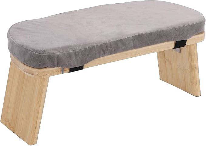 Asixxsix Meditation Bench, Folding Beech Wood Kneeling Stool with Soft Cotton Cushion and Magnetic Locking Hinge, 220lbs Load Capacity Anterior Tilt Prayer Bench for Home