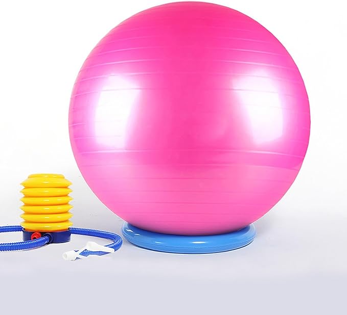 SRNSAEB Exercise Ball Seat for Office Desk Height, Ergonomic Balance Ball Chair Stool for Home/Office/School/Gym/Prolonged Sitting, Height Adjustable Pilates Yoga Ball Chair(Pink,65cm(25 3/5in))