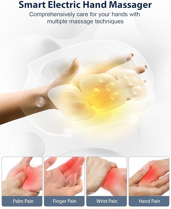 CINCOM Hand Massager - Cordless Hand Massager with Heat and Compression for Arthritis and Carpal Tunnel, Gifts for Women(Pink)