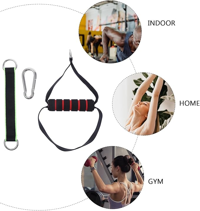 CHILDWEET Fitness Strap Handle and Pull-up Handle Non-Slip Grip Fitness Training Tool for Strength Training and Home Workout Equipment Attachments