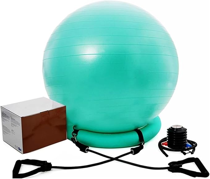 Yoga Ball Chair,Yoga Ball，Exercise Ball, Balance Ball Chair with Adjustable Band & Stability Base Home Yoga Chair for Exercise/Improving Health Pregnancy Birthing Balls Seat(Green,Diameter 55cm ( 21 5
