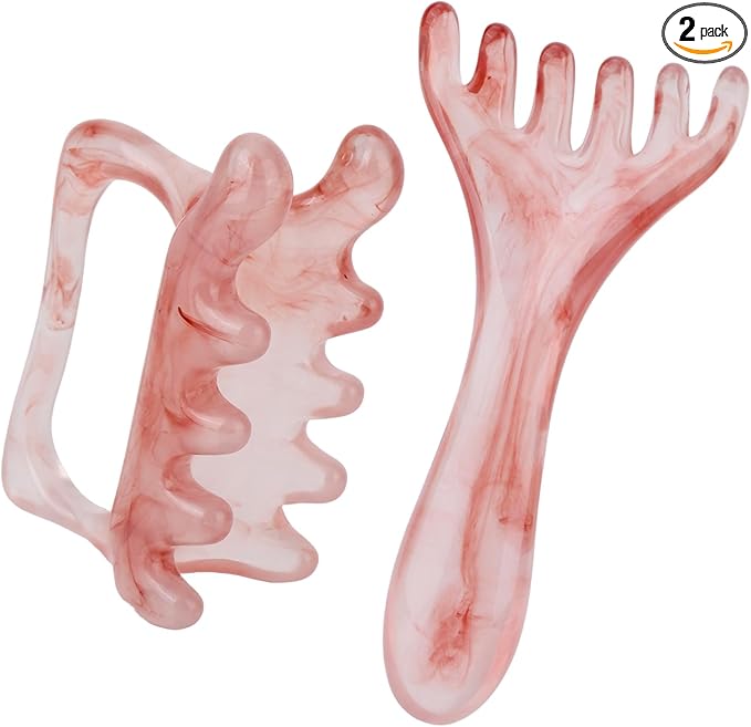 Fascia & Scalp Massage Tool Set, Portable Myofascial Release Massager for Muscle Knots Cellulite Head Massager for Hair Growth (Amber)