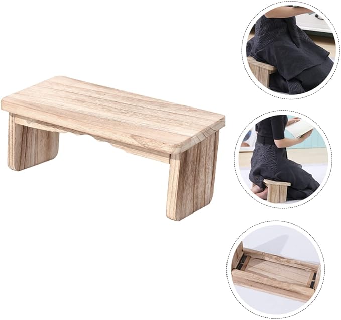 TOYANDONA Meditation Bench Wooden Kneeler Seat Stool for Prayer Non-Slip Zen Stool