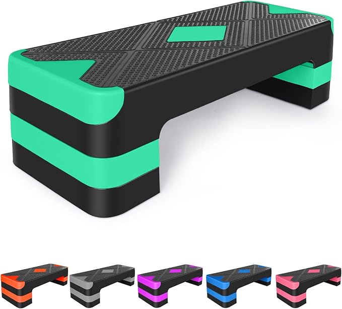 Exercise Workout Aerobic Step Platform Trainer, 27" Aerobic Stepper with 4"-6"-8" Adjustable Height Risers