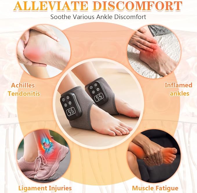 Foot Advanced Renew Triple Method Massager, with 5 Vibration Modes and 6 Heat Levels, Suitable for Reduce Fatigue and Plantar Fasciitis, Travel & Home Use（Grey 2pcs）