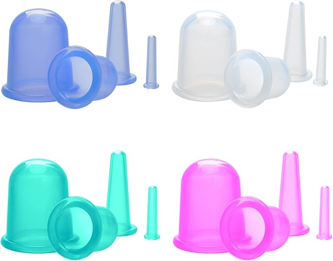lychee Anti Cellulite Cupping Therapy Set for Family 4Pcs Silicone Vacuum Massage Cups - Chinese Cupping Kit for Body and Facial Massager for Adults Home Use (Blue)