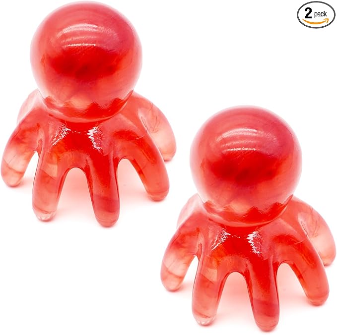2 Pack Octopus Head Massager Comb: Hair Scalp Massage Tool Stress Relief Manual Relaxing Gifts for Men Women (Pink)