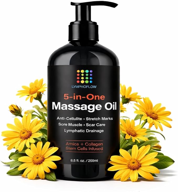 Bruizex Lymphatic Drainage Massage Oil with Arnica, Collagen and Stem Cells, Post Surgery Recovery &, Liposuction, 360 Lipo, BBL, Tummy Tuck, Fibrosis Treatment, 8.5 Oz