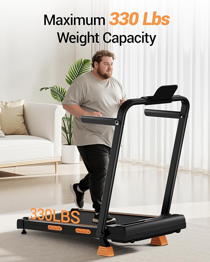 16% Incline Walking Pad Treadmills for Home Small, 4-in-1 Under Desk Treadmill with Handles, Foldable Treadmill with 2.5 HP Quiet Brushless, 330 LBS Capacity