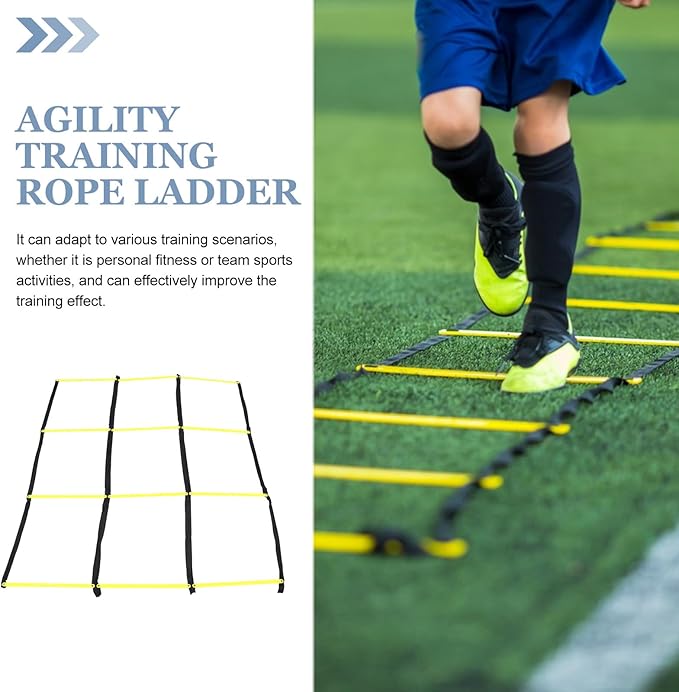 Training Ladder for Footwork: Nine-Square Agility Ladder Soccer and Football Training - Portable Rope Design for Speed and Agility Workouts