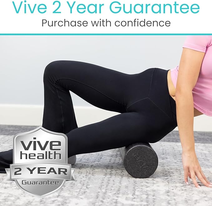 Vive High Density Foam Roller (18 inch) - Large Foam Roller for Exercise, Physical Therapy, Yoga, Pilates, Stretching - Pain Relief Massager for Trigger Point, Deep Muscle Massage, Myofascial Release