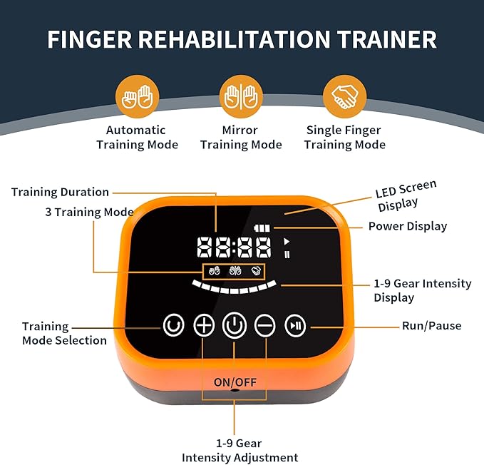 Rehabilitation Robot Gloves Equipment for Stroke Recovery, Hand Strength Exercise, and Adaptive Training Hemiplegic with USB Chargeable Orange (Size M,Left Hand)