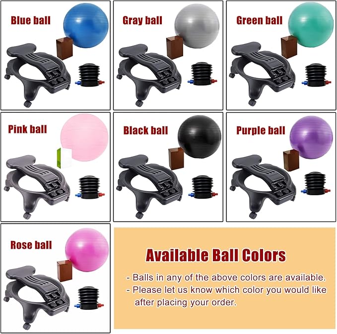 Extra Thick Yoga Ball Chair for The Office, Excercise Ball Seat Desk Chairs for Low Back Pain Relief, Ergonomic Support Balance Ball Chair Kit