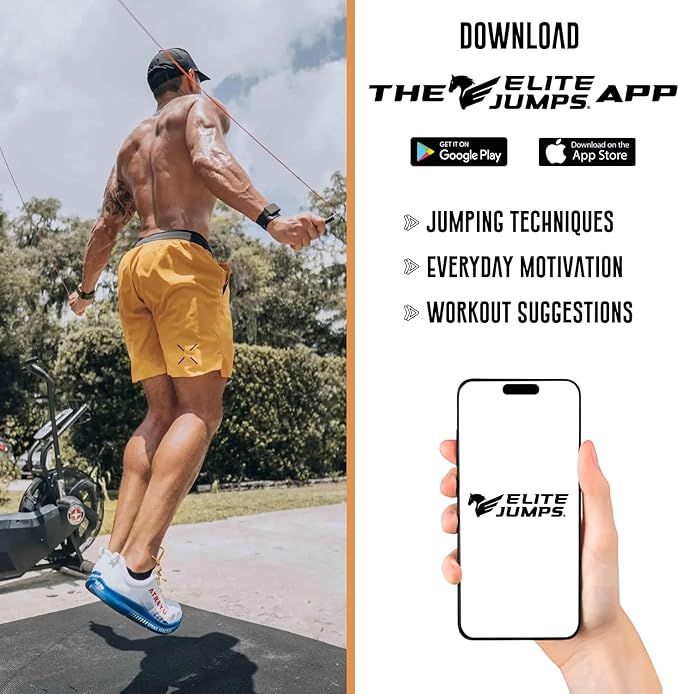Elite Jumps Adjustable Jump Rope – 6mm PVC Training Rope for Fitness & Cardio | Indoor/Outdoor Skipping Rope with Unbreakable Handles, Non-Kinking Cord & Smooth Rotation for Boxing & Strength