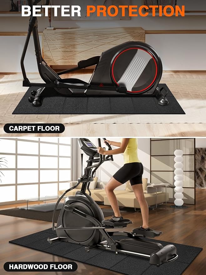 Treadmill Mat, 5'x2.5',6mm Thickness Exercise Equipment Mat for Carpet Hardwood Floors, Compatible with Walking Pad,Spin Bike,Elliptical Trainer,Rowing Machine
