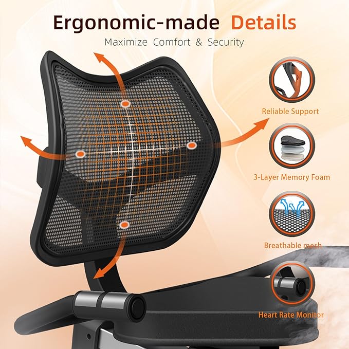 Recumbent Exercise Bike, Magnetic Staionary Bikes for Home with 8-level Resistance & Adjustable Seat, Staionary Bike for Seniors Adults, 350 LBS & LCD Monitor
