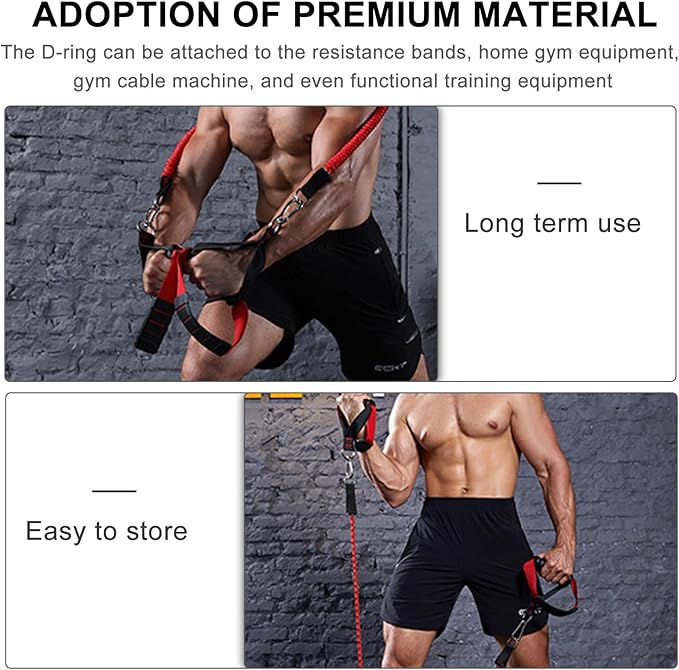 Fitness Handle and Non-slip Exercise Grip for Home Resistance Bands, Pulldown Training Rope Attachment, Strength Training Equipment Accessory for Workout and Gym Use