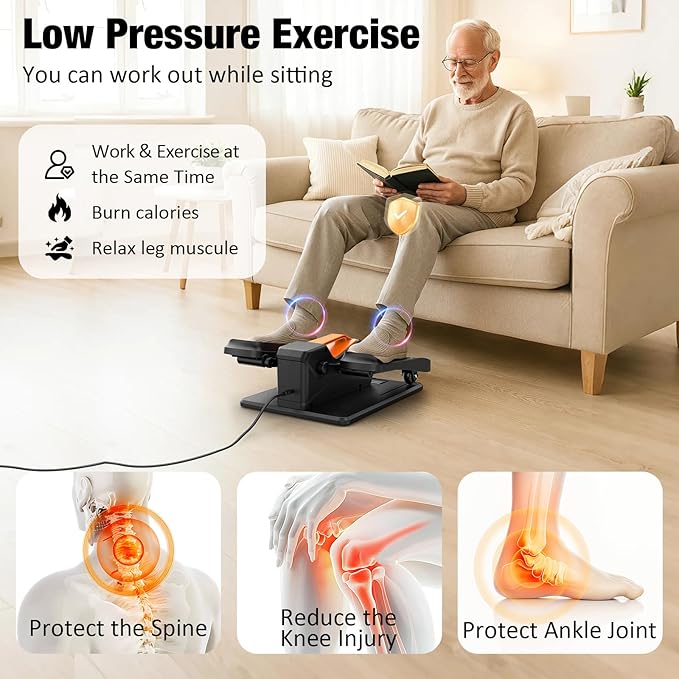 Under Desk Elliptical, Electric Leg Exerciser While Sitting for Seniors Adults, Portable Quiet Elliptical Exercise Machine, Seated Pedal Exerciser with Remote Control, 12 Adjustable Speeds