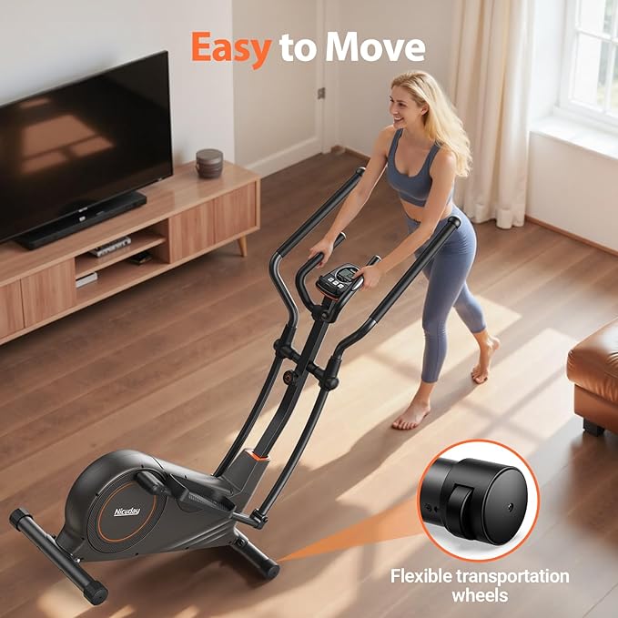 Niceday Elliptical Machine, Elliptical Exercise Machine for Home with Hyper-Quiet Magnetic Driving System, Elliptical Trainer with 15.5IN & 20IN Stride, 16 Resistance Levels, 500LBS Loading Capacity