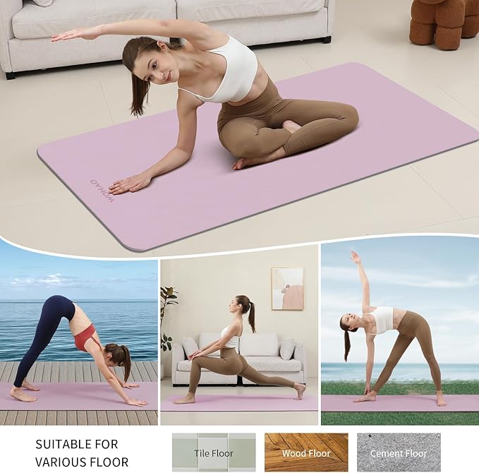 Extra Thick 8mm Yoga Mat, 72"x28" Non Slip Exercise Mat, Reversible 2-Sided Dual Color Premium POE Material, with Carrying Strap for Yoga, Pilates, Home Gym