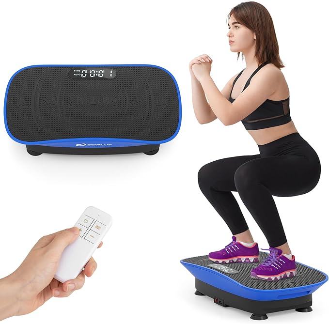 Goplus Vibration Plate Exercise Machine, Vibrating Platform for Lymphatic Drainage w/Remote, LED Display, Home Workout Full Body Shake Board for Weight Loss