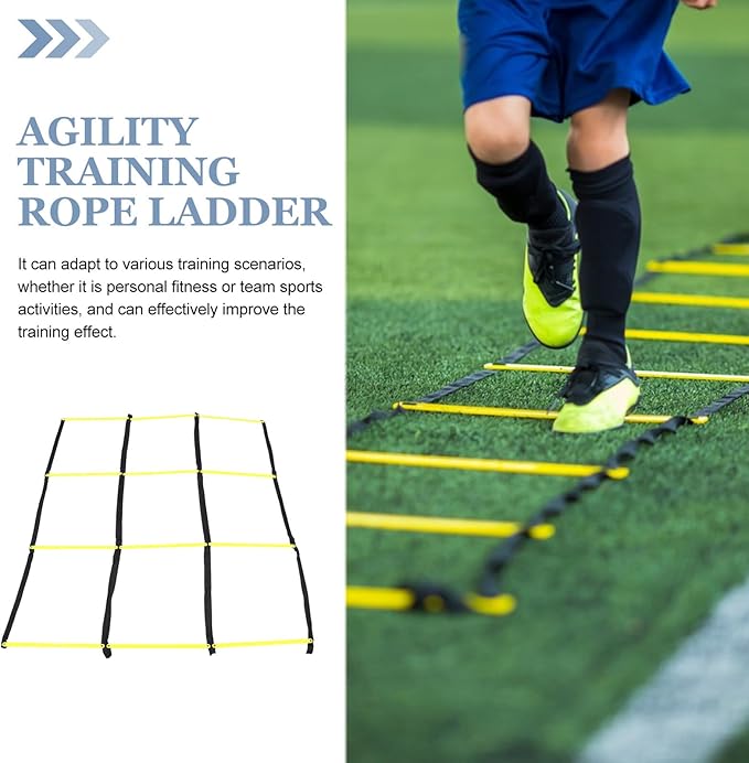 Agility Ladder Football Training Ladder Yellow Rope for Speed and Footwork Drills Portable Foldable Soccer for Sports Conditioning Workouts