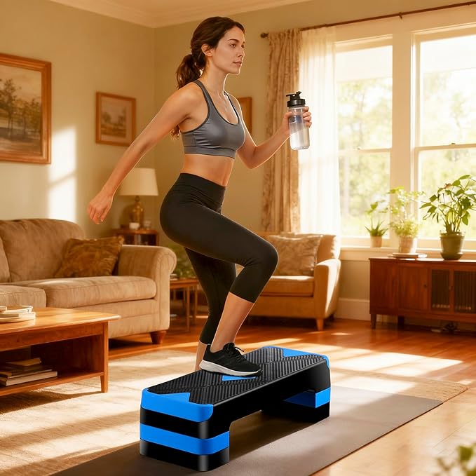 ZENY 26.5 inch Aerobic Step Platform with 4 Step Risers, Height Adjustable Exercise Stepper for Home Gym Workouts, 400 lbs Capacity