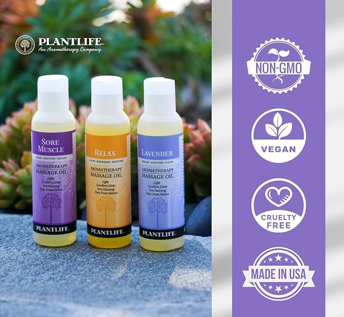Plantlife Sore Muscle Massage Oil - Absorbs Deeply into The Skin and is Circulated Throughout, Providing Optimum Benefit to The Mind and Body - Made in California 4 oz