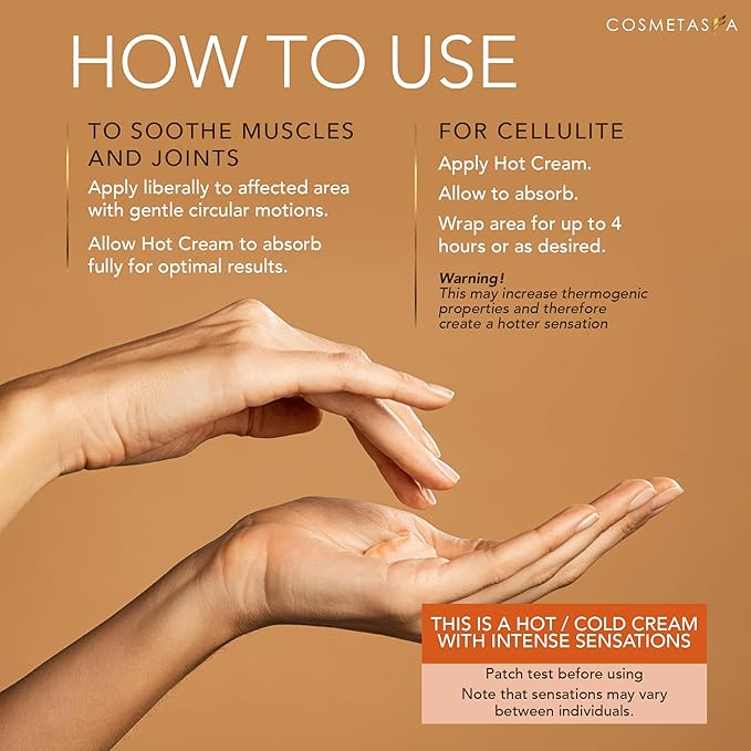 Cosmetasa Hot Cream Massage Gel with Massager Mitt- Natural and 87% Organic Cellulite Cream - Multi Use, Skin Toning for Joints and Muscle - 16.9 oz