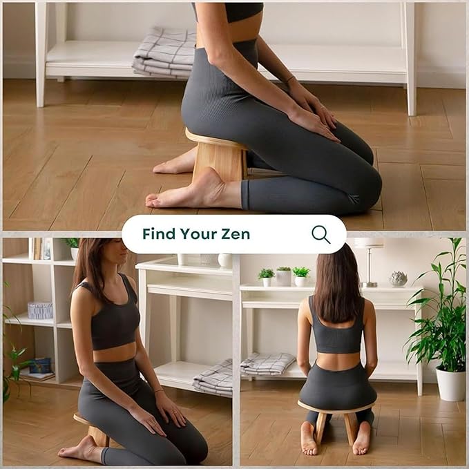 Meditation Bench, Wooden Kneeling Stool, Portable Yoga Auxiliary Stool,Multifunctional Ergonomic Seat with Travel Bag, Detachable Comfort Chair for Yoga, Prayer, Meditation(Medium)