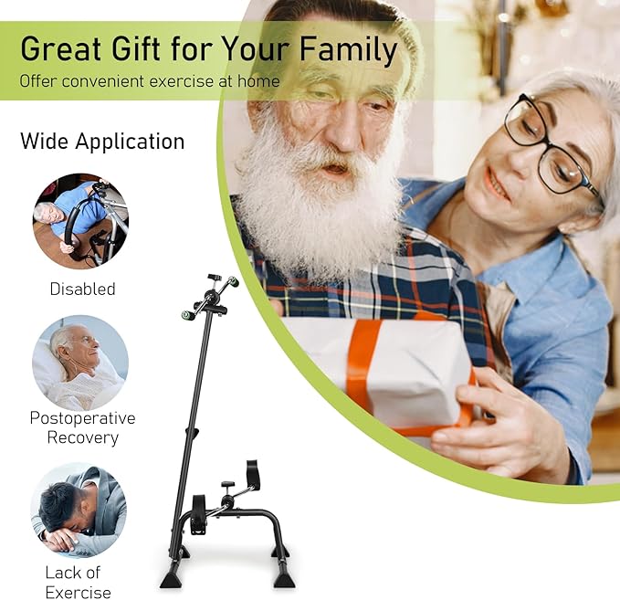 Pedal Exerciser Bike, Elderly Exercise Bike,Hand Arm Leg Knee Peddler, Adjustable Fitness Equipment for Seniors, Elderly Home Pedal Exercise Bike for Total Body Black