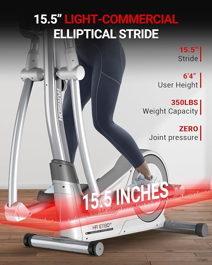 HARISON Elliptical Machine for Home 350 LBS Capacity, Magnetic Elliptical Exercise Machine with 16-Level Resistance Control, Elliptical Trainer