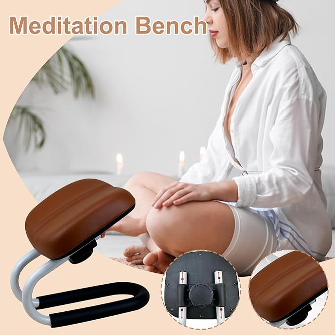 Meditation Seat,Prayer Kneeler Bench | Ergonomic Metal Kneeling Chair for Hip Support | Metal Kneeling Chair Enhances Comfort | Meditation Bench | Portable Prayer Seat for Home Yoga Studio - Brown