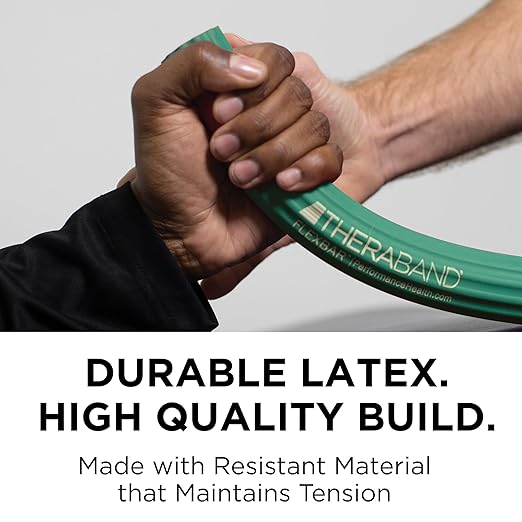 THERABAND FlexBar, Tennis Elbow Therapy Bar, Relieve Tendonitis Aches & Improve Grip Strength, Resistance Bar for Golfers Elbow & Tendinitis, Green, Medium, Intermediate