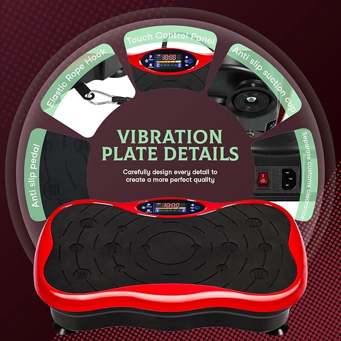Vibration Plate Exercise Machine Weight Loss, Power Vibration Plates for Lymphatic Drainage, Full Body Workout Vibrating Plate Automatic Mode P1-P4 Fitness Platform, 300 Lbs Capacity