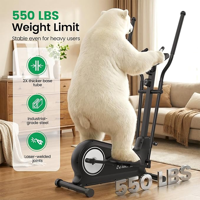 Elliptical Exercise Machine, ANCHEER Elliptical Machine 550Lbs Max Weight, Ultra-Silent Foldable Elliptical Machine, Exercise Equipment for Home Gym,16 Resistance Levels & Pulse Rate Grips