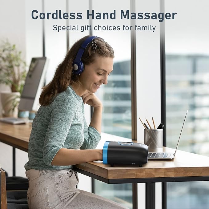 QUINEAR Hand Massager - Cordless Hand Massager with Heat and Compression for Arthritis, Carpal Tunnel and Stiff Joints - Gifts for Women Men - FSA-HSA