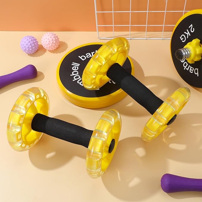 Twin-wheel Ab Roller Fitness Device for Core Strength, Yellow Abdominal Exercise Wheel for Weight Loss and Home Workout