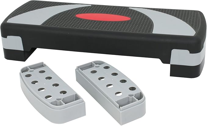 HomGarden 31'' Adjustable Workout Aerobic Stepper in Fitness & Exercise Step Platform 4" - 6" - 8" Platform Trainer Stepper w/Risers for Home Gym