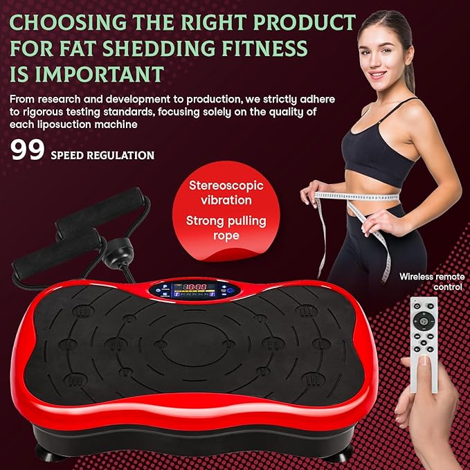 Power Vibrating Platform, Vibration Plate Exercise Machine for Weight Loss and Toning, Whole Body Vibration with Resistance Bands, Home Gym Equipment