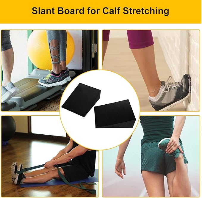 1 Pair Squat Wedge Blocks - Yoga Foam Wedges for Home Gym, Non-Slip Heel Elevated Squat Wedge, Calf Stretcher Slant Board, Yoga Blocks, Incline Board for Squats, Calf Stretching, Pilates