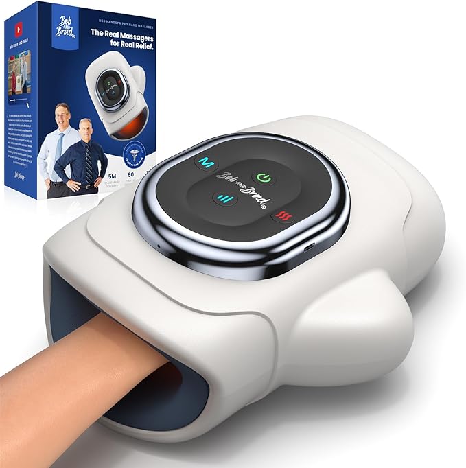 BOB AND BRAD Hand Massager with Heat and Compression, Individual Fingers, FSA-HSA Eligible, Cordless Portable HandSpa Pro Hand Massager for Arthritis and Carpal Tunnel, Pain Relief, 5 Intensities