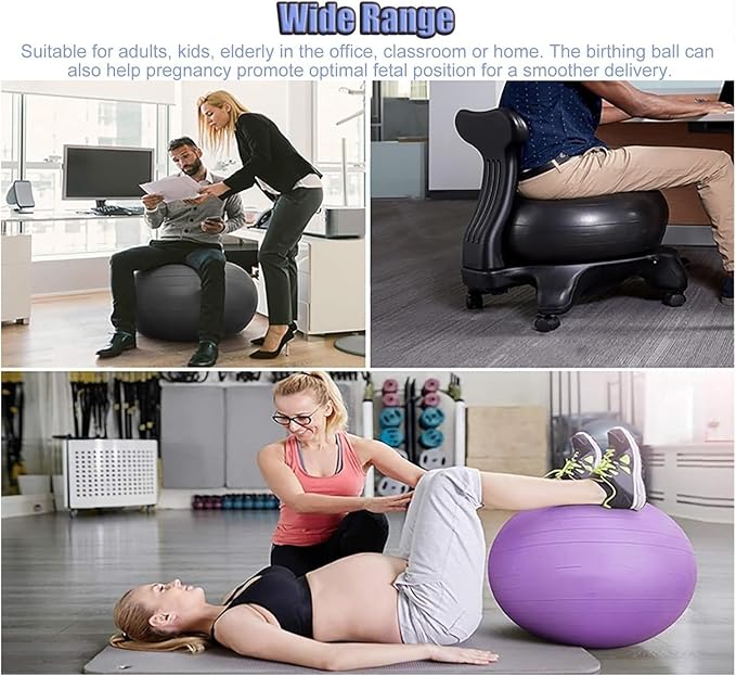 Yoga Ball Chair,Yoga Ball，Exercise Ball, Yoga Ball Chair Exercise Ball Chair for Office Stability Ball Seat for Relieving Sedentary Pain Ergonomic Yoga Ball Chair for Classroom