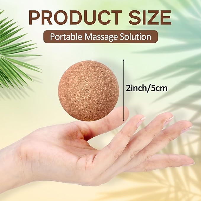 100 Pcs Cork Massage Ball 2 Inch Solid Hard Myofascial Release Yoga Ball for Back Foot Neck Pain Therapy Portable Tissue Muscle Release Tool for Home Office Travel