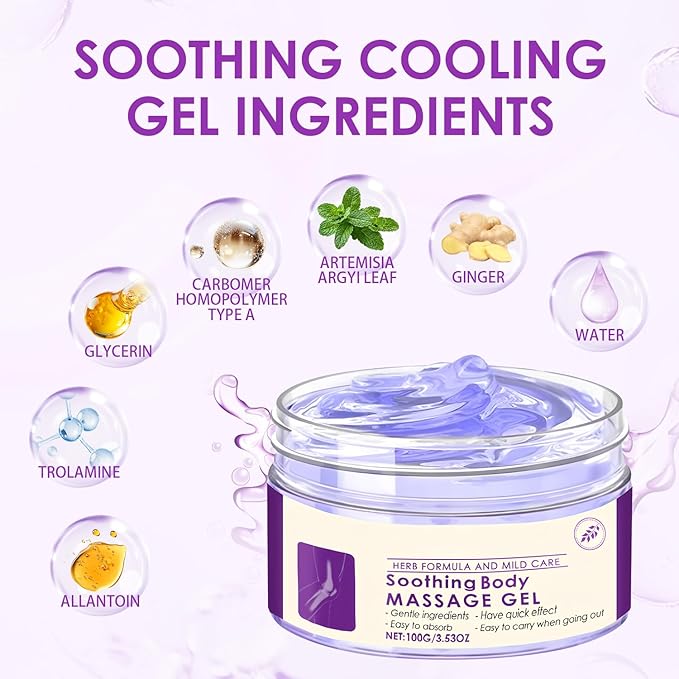 Soothing Body Massage Gel for Daily Use - 3.53oz, with Artemisia Leaf & Ginger Extract, Lightweight Non-Greasy Formula with Cooling Sensation(3)