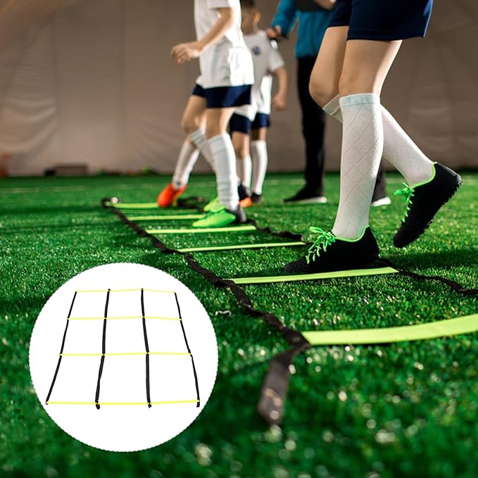 Agility Ladder Football Training Ladder Yellow Rope for Speed and Footwork Drills Portable Foldable Soccer for Sports Conditioning Workouts
