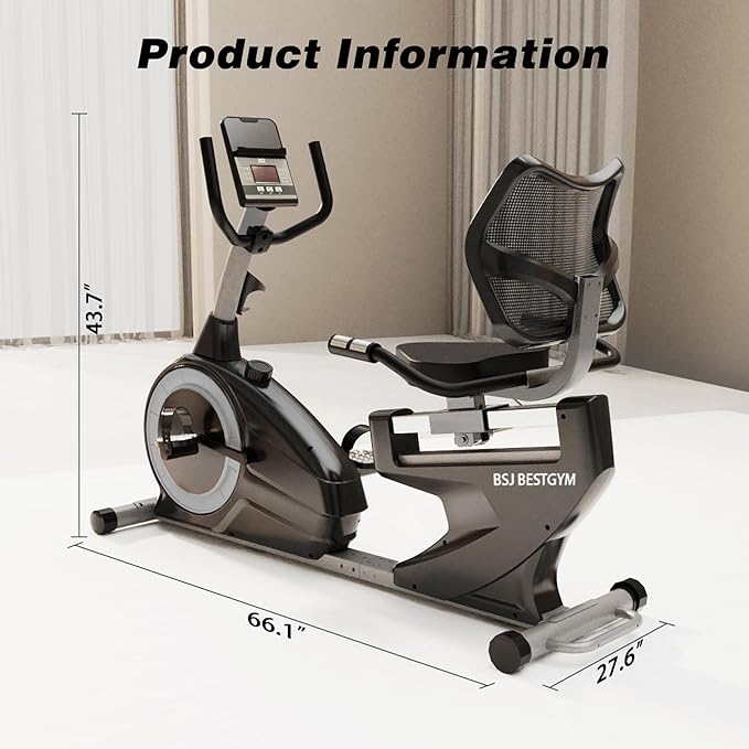 Recumbent Exercise Bike, Magnetic Staionary Bikes for Home with 8-level Resistance & Adjustable Seat, Staionary Bike for Seniors Adults, 350 LBS & LCD Monitor